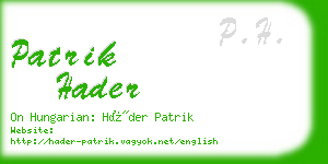 patrik hader business card